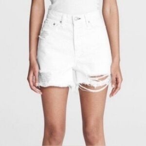 RAG & BONE MAYA HIGH-RISE MID WHITE DENIM SHORTS SIZE 28 NWT
